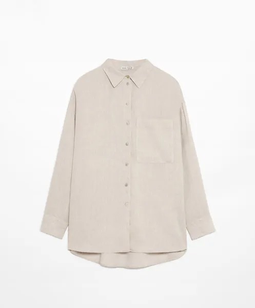 Рубашка Oysho Linen Long Sleeved, светло-бежевый