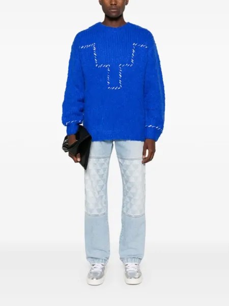 Marcelo Burlon County of Milan прямые джинсы с перекрестным принтом, синий
