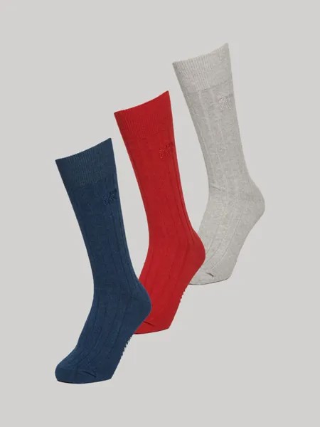Носки унисекс из смеси органического хлопка в рубчик с круглым вырезом Superdry, темно-синий/красный/белый
