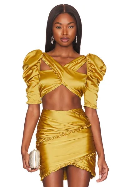 Топ For Love & Lemons Alia Cross Front Crop, желтый