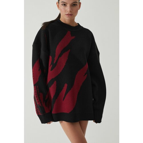 Свитшот LO KNIT, размер oversize, , черный