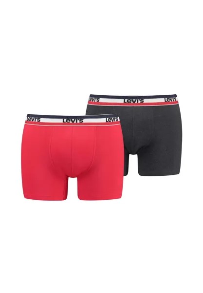 Мужские боксеры, 2 шт. - Sportswear Boxer Brief Organic, пояс с логотипом Levi's, цвет Rot Dunkelgrau