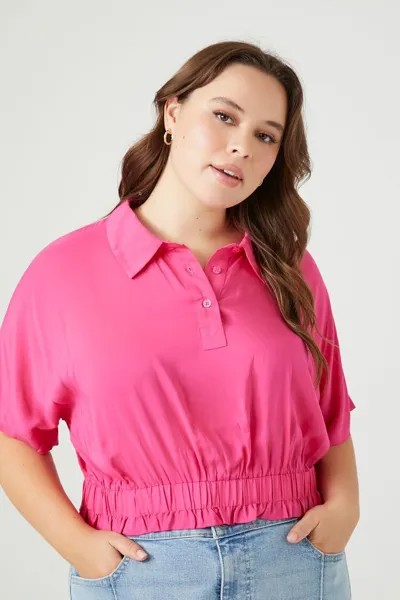 Укороченная рубашка-поло больших размеров Forever 21, розовый