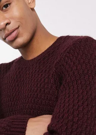 Темно-бордовый пушистый фактурный джемпер ASOS DESIGN-Красный