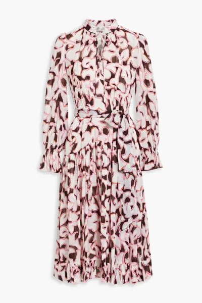 Платье миди из шифона fil-купе Rome с поясом и принтом Diane Von Furstenberg, розовый
