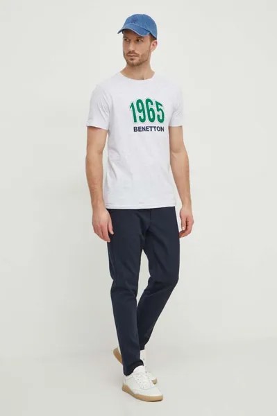 Хлопковая футболка United Colors of Benetton, серый