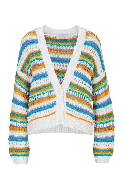 Свитер Rich & Royal Strickjacke Striped Crochet Knit Cardigan, белый