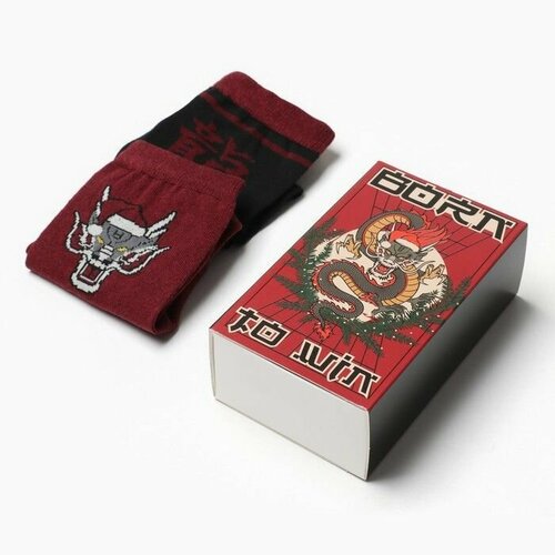 Носки , 2 пары, размер 41/44, красный, черный
