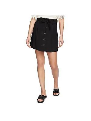 1. Женская черная мини-юбка трапециевидного силуэта на пуговицах с завязкой спереди STATE. Размер: 8.