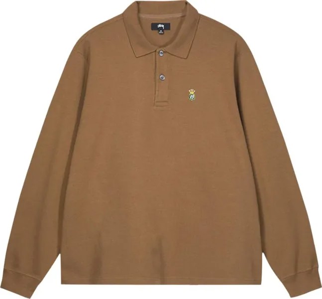 Лонгслив Stussy Long-Sleeve Rib Polo 'Light Brown', коричневый