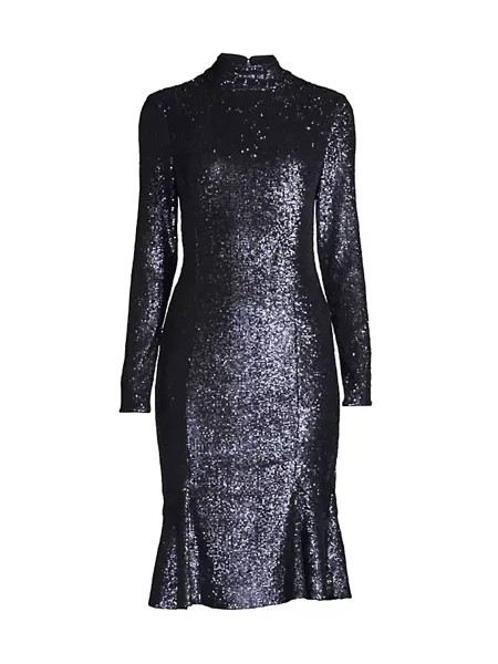 Коктейльное платье с оборками на подоле Donna Karan New York, темно-синий
