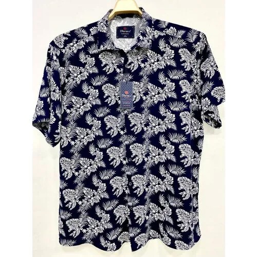 Рубашка Castelli, деловой стиль, прямой силуэт, короткий рукав, размер 6XL(68), синий