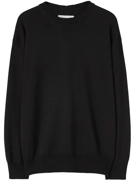 Jil Sander шерстяной джемпер с круглым вырезом, черный