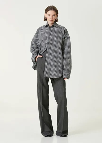 Брюки из шерсти в клетку Balenciaga, серый