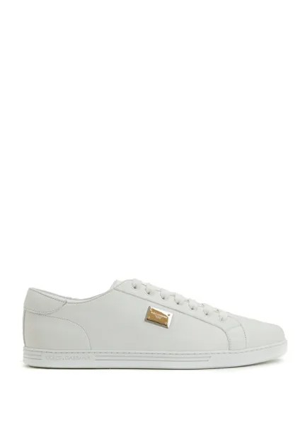 Мужские кожаные кроссовки с белым логотипом Dolce&Gabbana