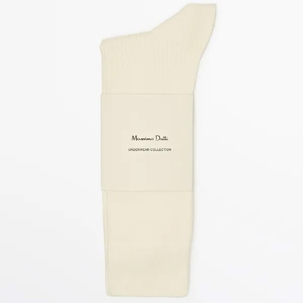 Носки Massimo Dutti Long With Microribbing, бежевый