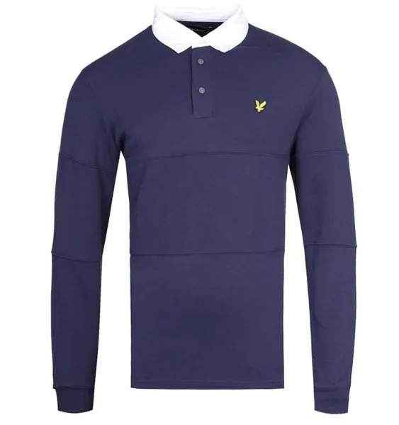 Синяя рубашка-поло для регби с длинными рукавами Lyle & Scott, синий
