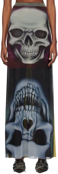 Разноцветная полупрозрачная юбка-макси Ottolinger, цвет Skull print