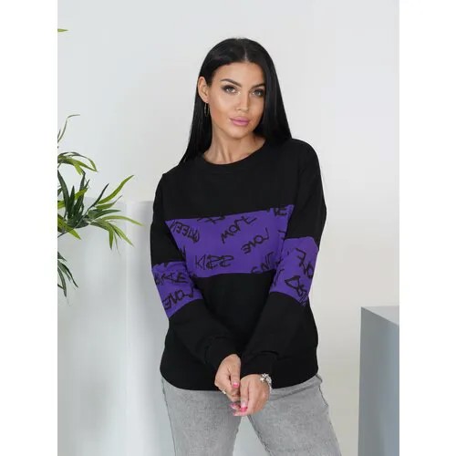 Свитшот LOVETEX.STORE, размер 44, , черный/фиолетовый