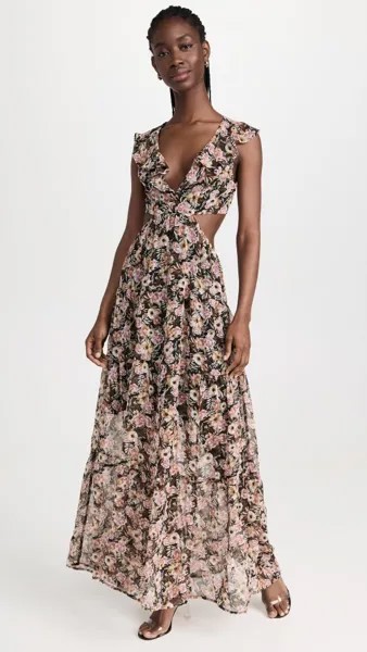 Платье ASTR the Label Maxi Floral Cutout, черный