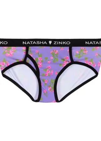 Natasha Zinko трусы-брифы с логотипом и цветочным принтом
