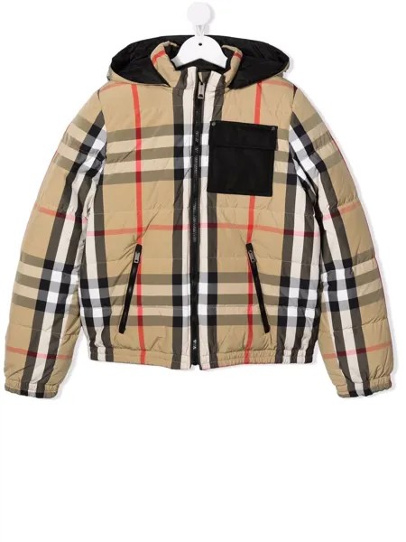 Burberry Kids двусторонний пуховик в клетку