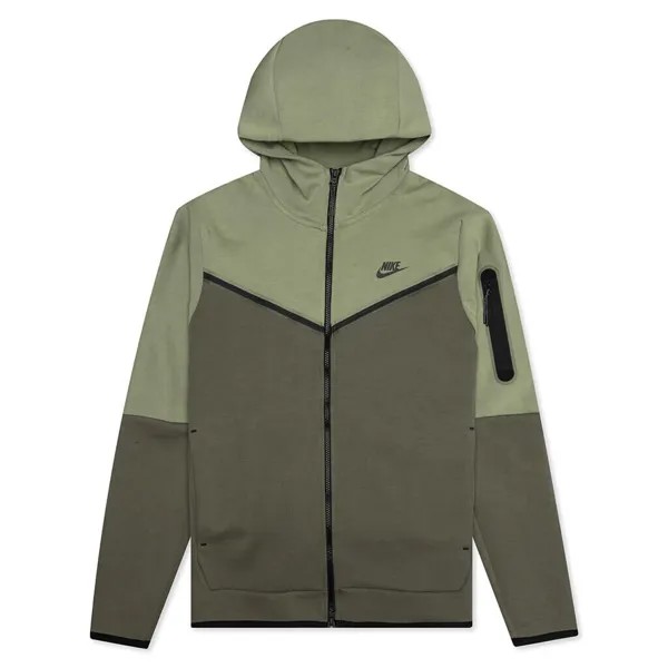 Худи Nike Tech Fleece Windrunner из кожи аллигатора оливково-зеленый черный CU4489-334 мужская L