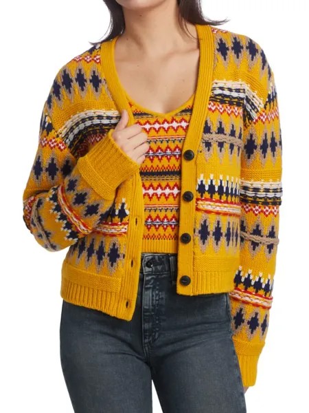 Шерстяной кардиган Willow Fair Isle Rag & Bone, цвет Yellow Multicolor