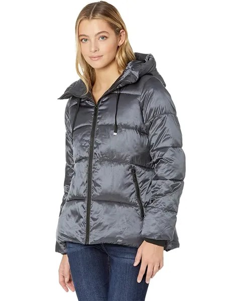 Пуховик Sam Edelman Hooded Funnel Collar, цвет Gunmetal