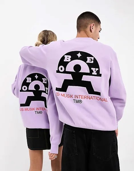 Фиолетовый свитшот унисекс Obey haus musik