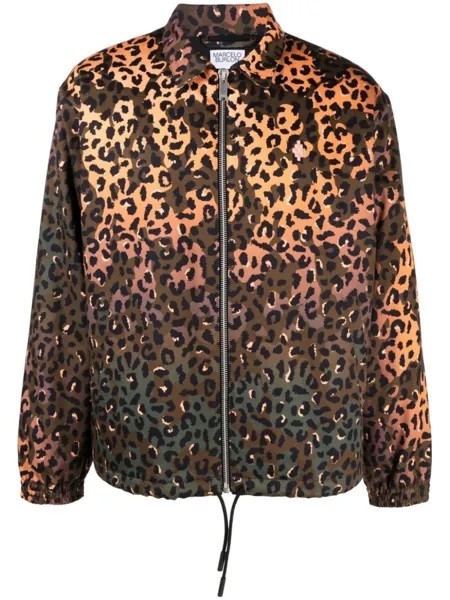 Marcelo Burlon County of Milan куртка на молнии с графичным принтом, коричневый
