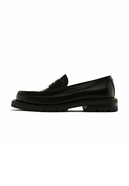 Тапочки TRACK LOAFERS WITH PENNY STRAP Massimo Dutti, цвет black