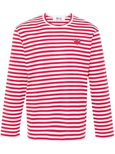 Comme Des Garçons Play полосатая футболка с нашивкой, красный