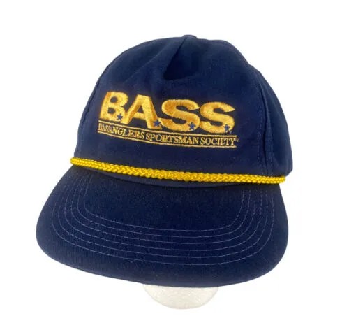Винтажная рыболовная кепка Bass Anglers Sportsman Society, регулируемая, синее золото, США