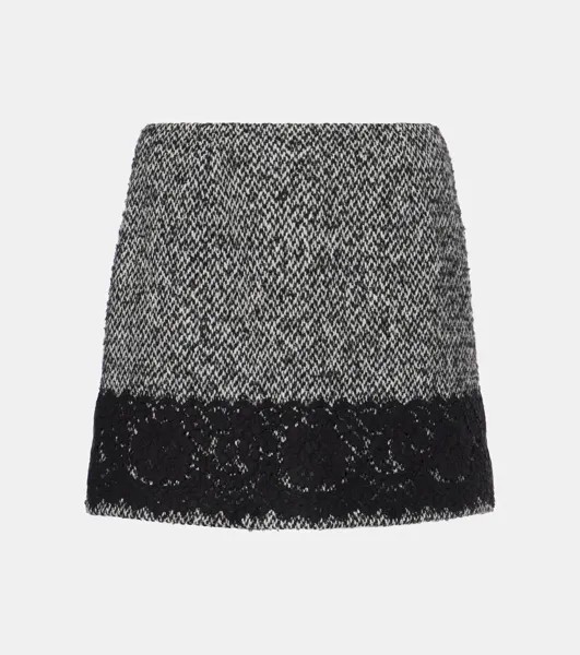 Мини-юбка из твида с кружевной отделкой Dolce&Gabbana, цвет fantasia