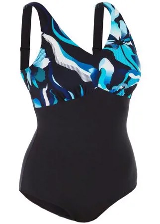 Купальник слитный для аквагимнастики женский черно-синий Romi Flo, размер: EU44 RU50, цвет: Синий NABAIJI Х Декатлон