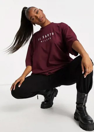 Бордовая oversized-футболка Il Sarto-Красный