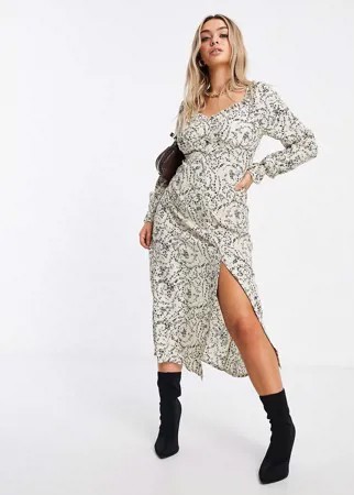 Платье миди с цветочным принтом Missguided-Neutral