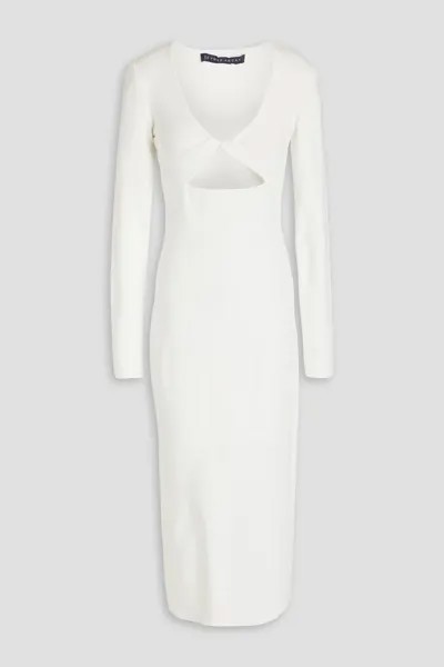 Платье миди эластичной вязки с перекрученным вырезом Zeynep Arcay, цвет Off-white