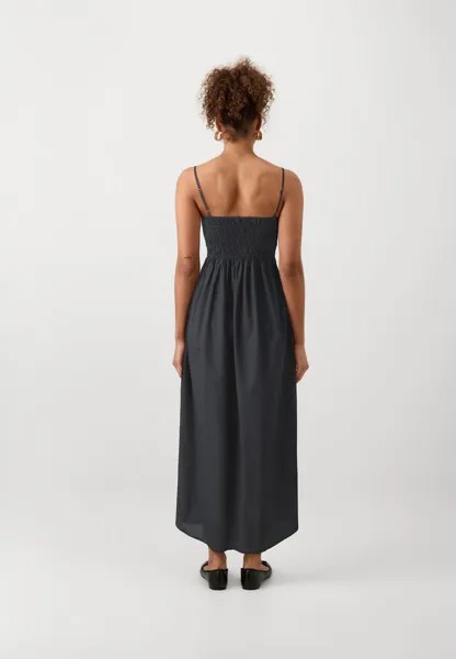 Длинное платье SMOCKED DRESS GAP, черный