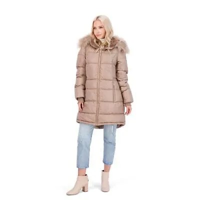 Jessica Simpson Womens Tan Теплый пуховик из искусственного меха Верхняя одежда M BHFO 6383