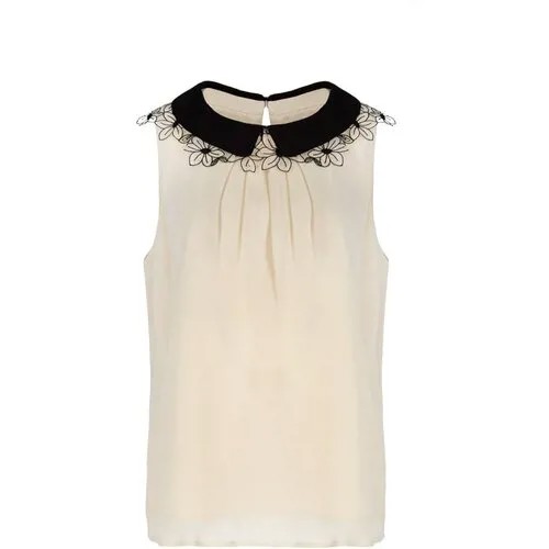 Блуза  Max Mara, классический стиль, флористический принт, размер 48, бежевый