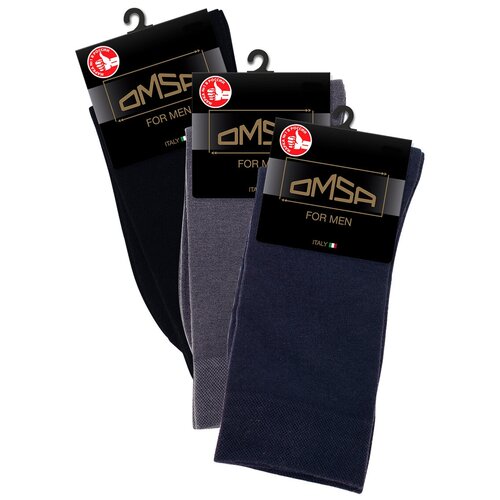 Мужские носки Omsa, 3 пары, высокие, размер 39-41, мультиколор