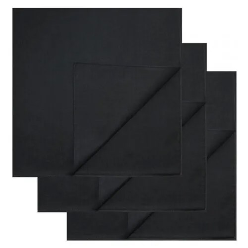 Бандана однотонная, цвет черный 55 х 55 см (Набор 3 шт.)