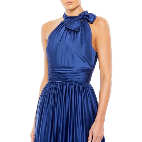 Женское атласное вечернее платье с лямкой на бретельках Mac Duggal, цвет Sapphire