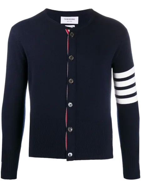 Thom Browne кардиган с круглым вырезом и полосками 4-Bar, синий