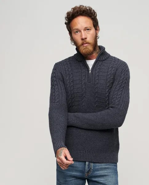 Винтажный свитер с воротником Jacob Baker Superdry, синий