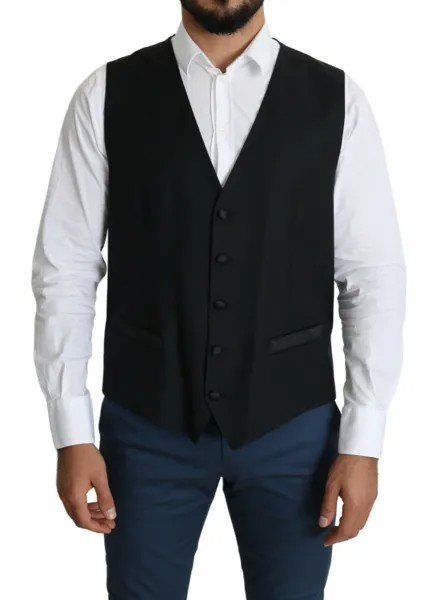 DOLCE - GABBANA Жилет Платье Черный шерстяной мужской деловой костюм IT54/US44/XL Рекомендуемая розничная цена 500 долларов США