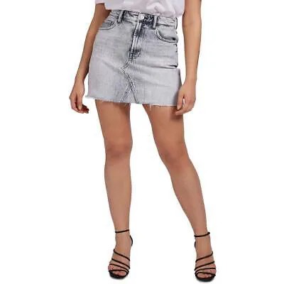 Женская джинсовая мини-юбка Guess сирийско-серого цвета с необработанным краем и кислотной стиркой 24 BHFO 1361