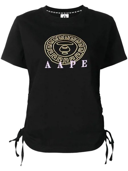 AAPE BY *A BATHING APE® ruched logo-embroidered T-shirt